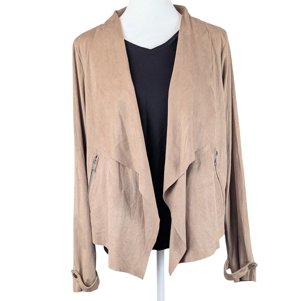 New Altar'd State Faux Suede Jacket Sz Med Taupe Open Front Relaxed‎ Lagenlook